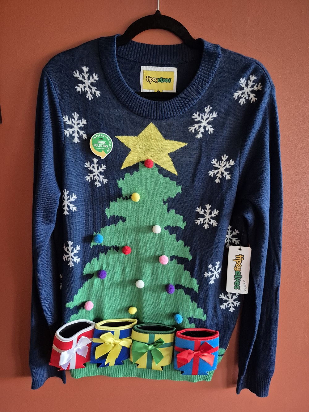 Tipsy Elves Koozie Kristmas Sweater with Drink Holders